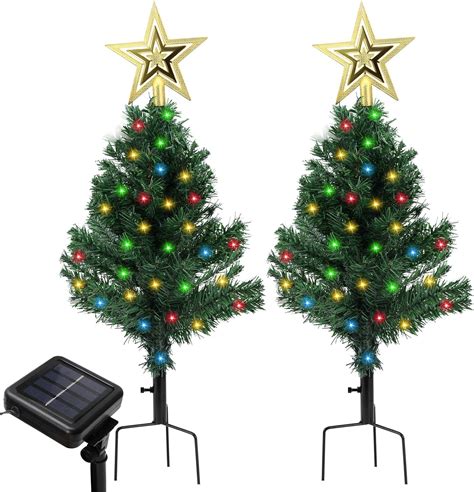 Set Of In Led Solar Christmas Tree Small Solar Powered Christmas