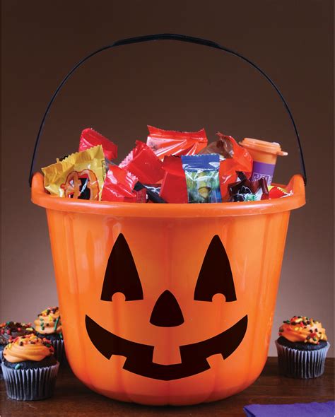 Pumpkin Bucket As Trick Or Treat Candy Container Horror