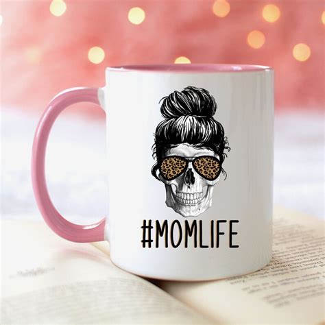 Leopard Print Skull Mom Life 15 Ounce Coffee Mug Coffee Mugs Etsy