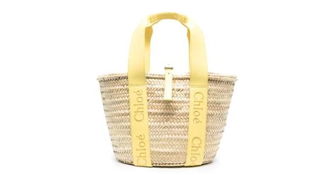 Chloé Neutral Sense Small Raffia Tote Bag Women s Saw Palmetto calf