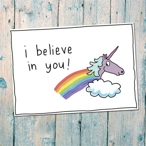 I Believe In You Positive Postcard With Unicorn Exam Good Luck Quotes