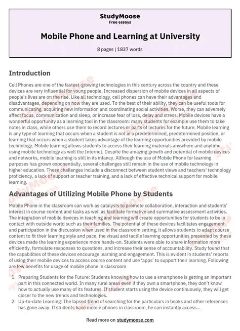 Advantages And Disadvantages Of Mobile Phones Essay Pdf