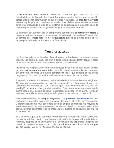 Arquitectura Azteca Ejemplos Pdf PDF