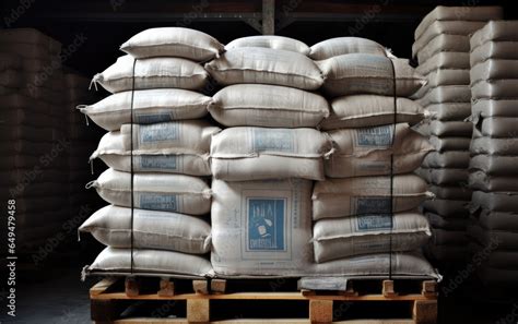 Cement Bags Stored On Construction Pallets Generative Ai Stock Photo