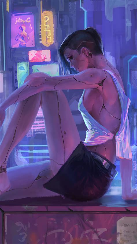 Cyberpunk Girl Art 4K #8030g Wallpaper iPhone Phone