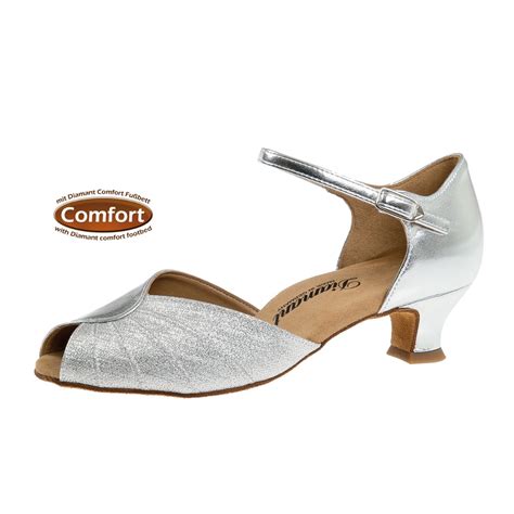 Soulier De Danses Semelle Suede Brocade Argent