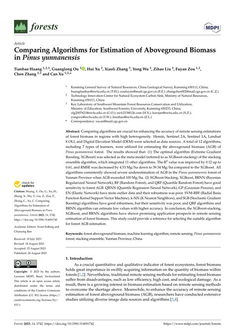 PDF Comparing Algorithms For Estimation Of Aboveground Biomass In