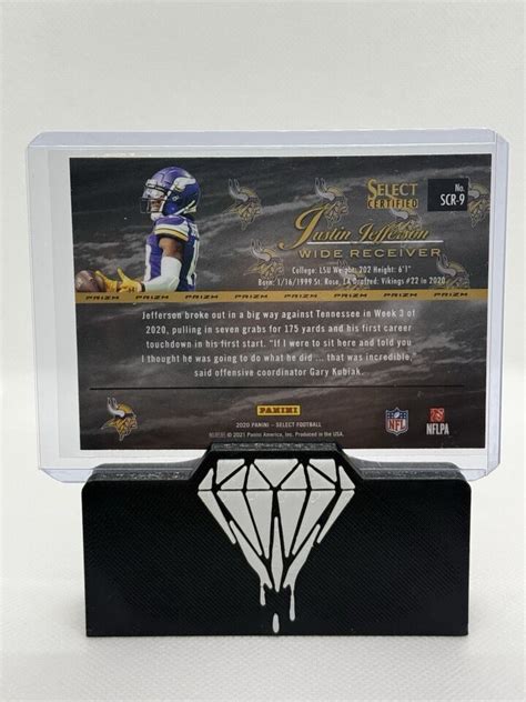 Panini Select Certified Justin Jefferson Silver Prizm Rc Vikings