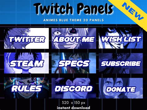 NEW Cute Anime Twitch Panels Blue Theme 20x Panels Etsy Australia