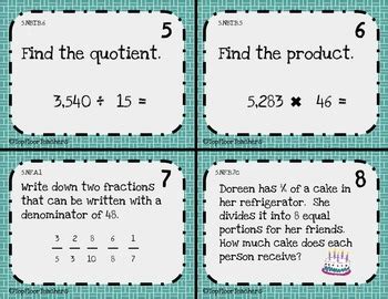 5th Grade Math Review Task Cards By Top Floor Teachers TpT