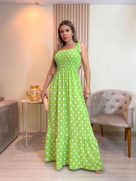 Gloria Wandy Vestido Longo De Bolinha Shein Brasil