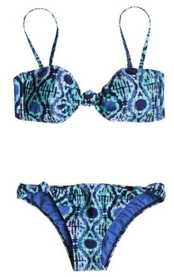 Roxy Bandeau Knotted Surfer Bikini Set All Ride Skate Surf Snow