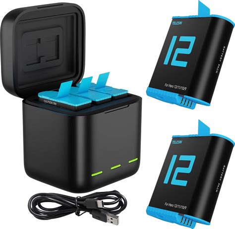 TELESIN Triple Charger And Battery Storage Box With 3 Channels Charger