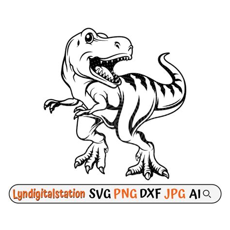 T-rex Svg Tyrannosaurus Rex Clipart Dino Cut File Carnivorous Stencil L ...