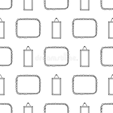 Background With Hand Drawn Frames Simple Black Vector Seamless Pattern