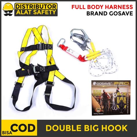 Jual ORIGINAL Full Body Harness Absorber Double Lanyard Big Hook Safety