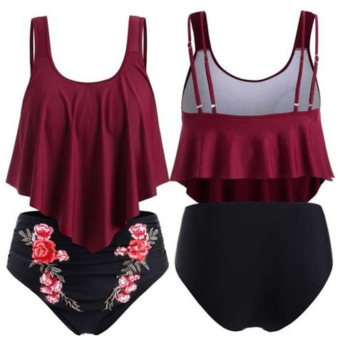 Maillot De Bain Bikini Push Up Rembourr Grande Taille Pour Femme Vin Vin Cdiscount Pr T Porter