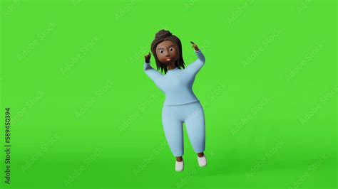 African American Body Positive Woman 3d Animation Character Jump Up 4k