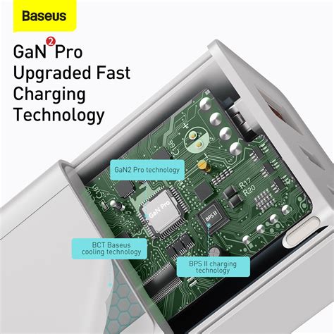 Baseus GaN2 Pro Väggladdare med 2xUSBC+USB, 65W, EU, vit