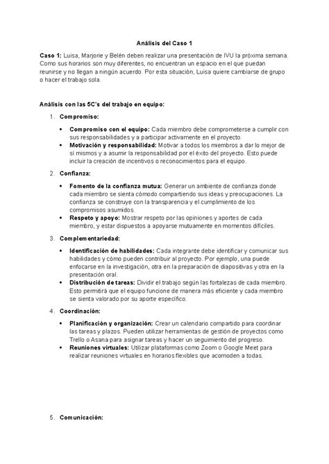 IVU Actividad 15 Análisis del Caso 1 Caso 1 Luisa Marjorie y Belén