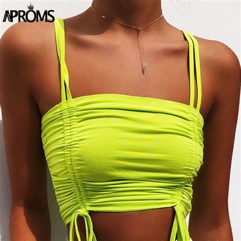 Top Corto De Verano Ajustado Para Mujer Con Pliegues Y Ropa De Moda