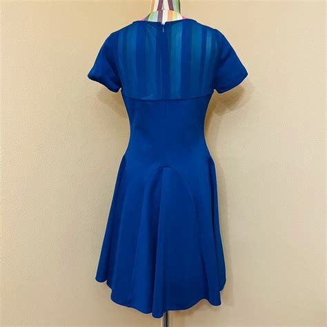 Halston Heritage Royal Blue Flare Mini Dress 0252 Gem