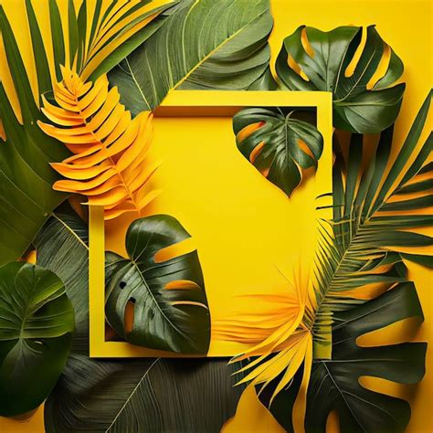 Premium Photo Tropical Leaves Background Frame Generative Ai