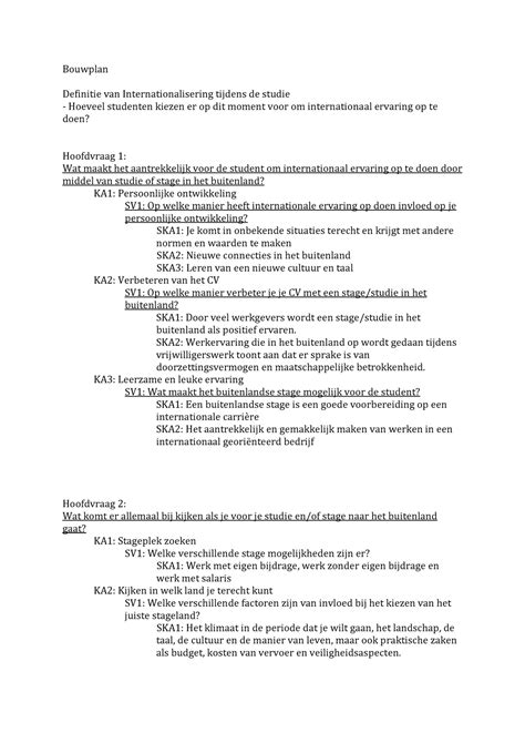 Werkstuk Essay Onderdeel Bouwplan Cijfer 7 5 Bouwplan Definitie