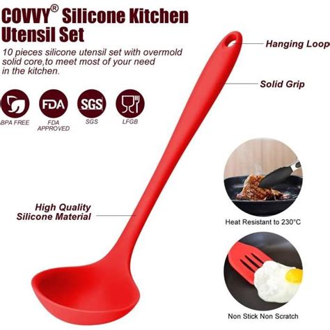 Covvy Home Ensembles d ustensiles de cuisine en silicone 10 pièces