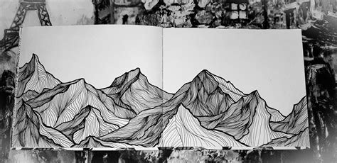 Mountains Line Idee Per Diario Disegni Pirografia