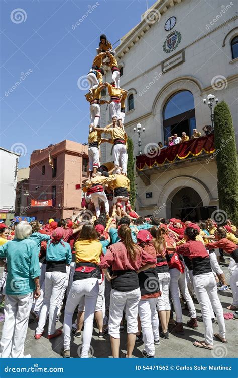 Castell Ou Torre Humana Tradição Típica Em Catalonia Fotografia