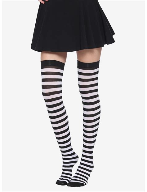 Black And White Stripe Thigh Highs Hot Topic