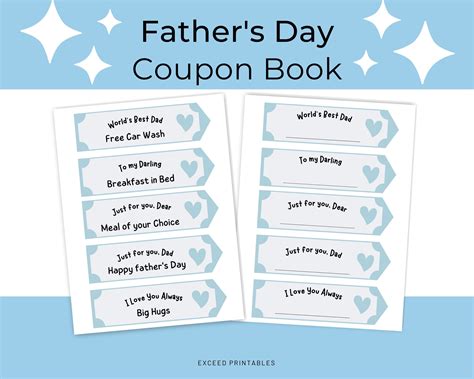 Father S Day Coupon Printable Book Last Minute Gift Idea For Father S