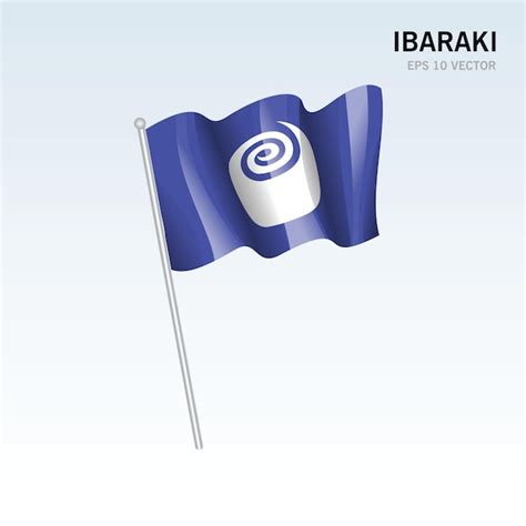 Ondeando la bandera de las prefecturas de ibaraki de japón aislado