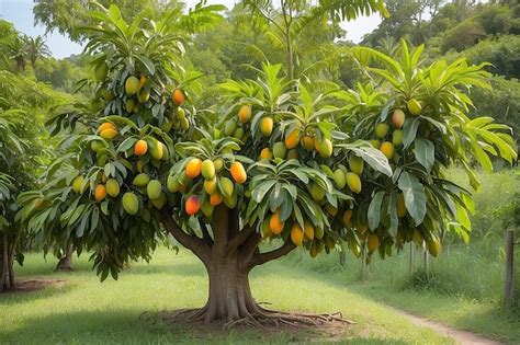 Premium Photo Mango Tree With Ripening Fruits