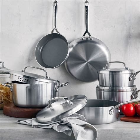 GreenPan GP5 Stainless-Steel Ceramic Nonstick 11-Piece Cookware Set on ...