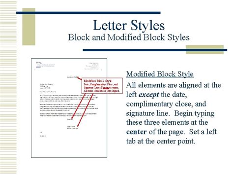 Letter Formatting Block And Modified Block Styles With