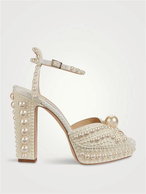 JIMMY CHOO Sacaria Pearl Embellished Satin Platform Sandals Holt Renfrew