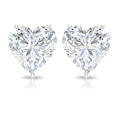 Ct Heart Shape Cubic Zirconia Solitaire Stud Earrings In Gold Heart