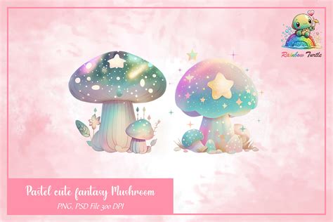 Pastel Cute Fantasy Mushroom Graphic by Rainbow Turtle · Creative Fabrica