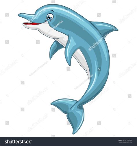 Lovely Cut Cheerful Smiling Dolphin Jumps Stock Illustration 421212838