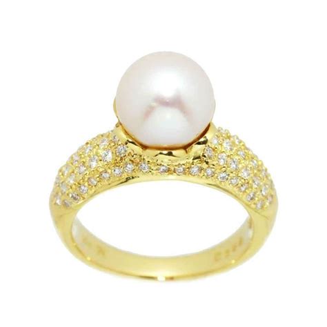 Ponte Vecchio Kt Yellow Gold Ring Akoya Pearl Catawiki