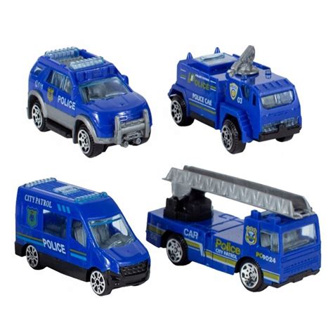 Set Avion Si 4 Masinute De Politie MalPlay Plastic 3 Ani 24x20x14