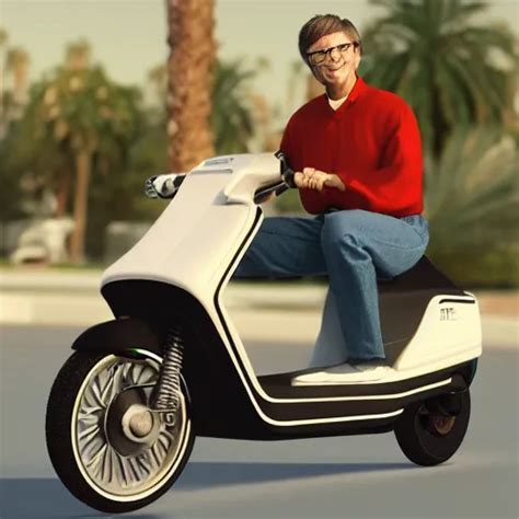 Bill Gates Riding A Honda Elite Scooter In Stable Diffusion