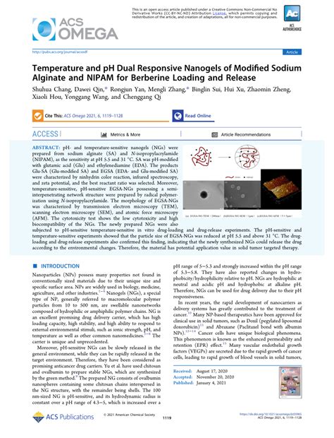 Pdf Temperature And Ph Dual Responsive Nanogels Of Modified Sodium