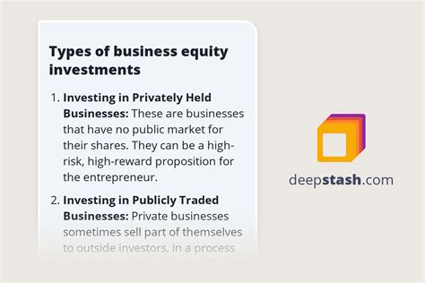 Types of business equity investments - Deepstash