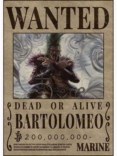 "Bartolomeo Bounty One Piece Merch Wallpaper" Poster for Sale by ...