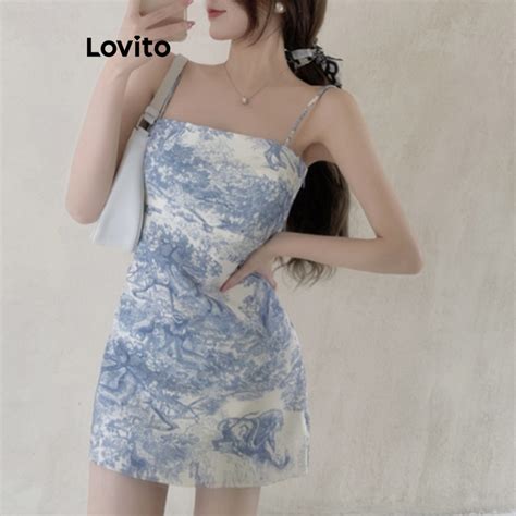 Lovito Women Casual Landscape Print Pattern Dress Lne Shopee