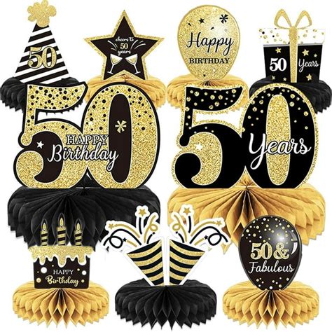 9 Pieces 50th Birthday Decoration 50th Birthday Honeycomb Centerpieces