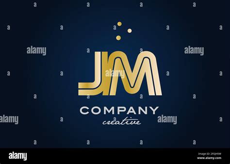 Gold Golden JM Combination Alphabet Bold Letter Logo With Dots Joined